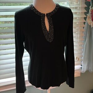Black sweater with beaded neck line
